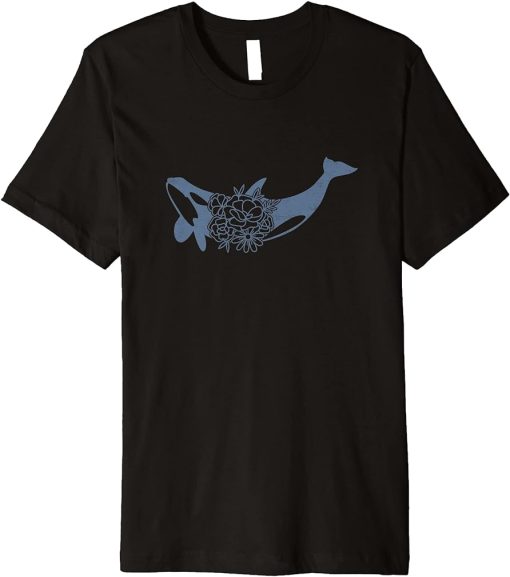 Boho Floral Cute Orca Killer Whale Flower Ocean Nature Lover Premium T-Shirt