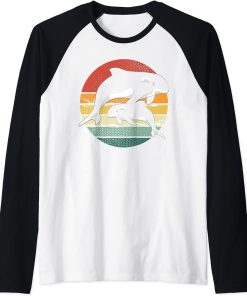 Sea Aquarist Ocean Animal Orca Lover Gift Retro Killer Whale Raglan Baseball Tee