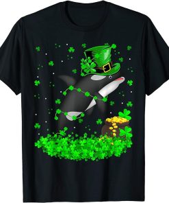 Irish Shamrock Leprechaun Orca Fish St. Patrick"s Day T-Shirt