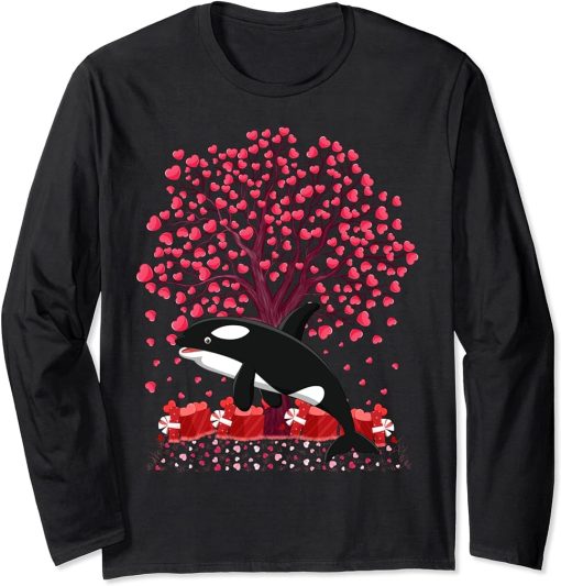 Orca Fish Lover Funny Orca Valentine"s Day Long Sleeve T-Shirt