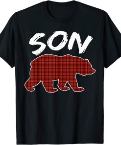 Red Plaid Bear Christmas Matching Family Mr Husband Pajama T-Shirt