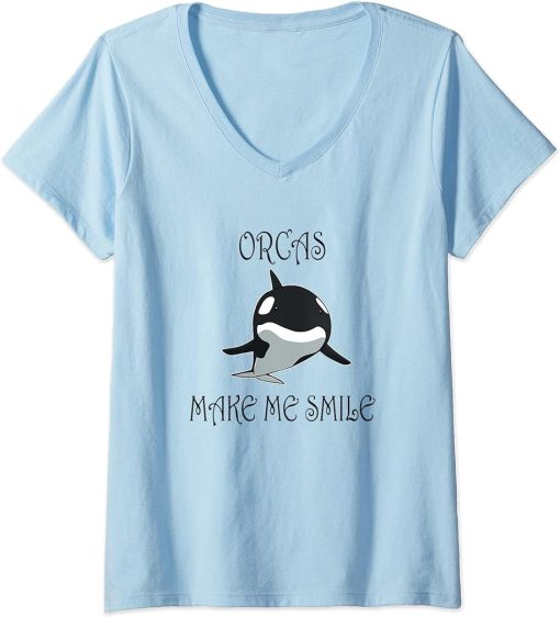 Womens Orca Whale Nature Funny Saying Sea Animal V-Neck T-Shirt