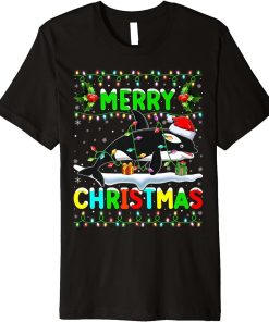 Xmas Orca Fish Lighting Santa Hat Merry Christmas Orca Premium T-Shirt