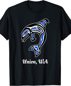 Blue Native American Union WA Tribal Orca Killer Whale T-Shirt