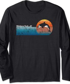 Vintage Whitehaven Beach, Retro 80s Orca Sunset Long Sleeve T-Shirt