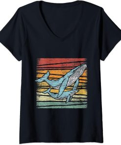 Womens Retro Orca V-Neck T-Shirt