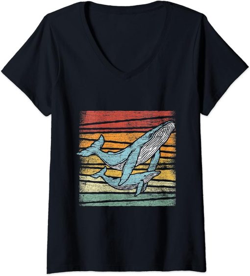 Womens Retro Orca V-Neck T-Shirt