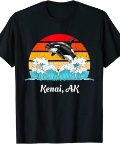 Vintage Kenai AK Distressed Orca Killer Whale Art T-Shirt