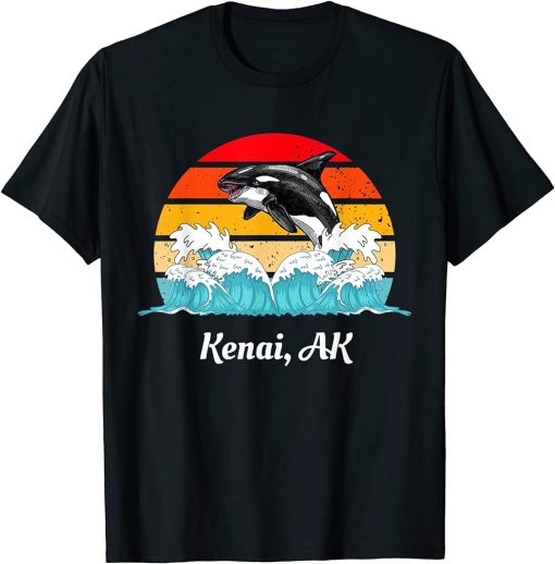 Vintage Kenai AK Distressed Orca Killer Whale Art T-Shirt